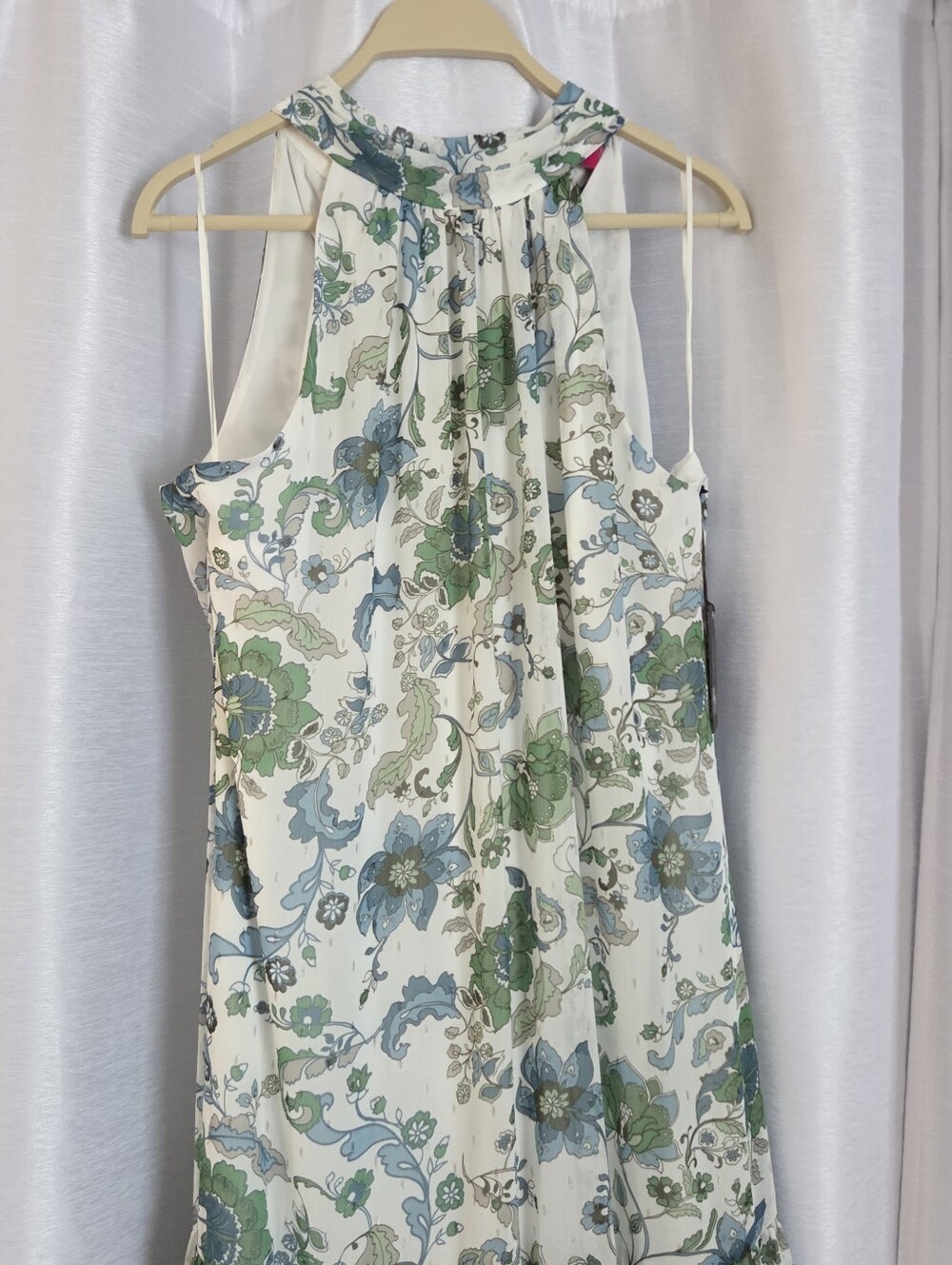 Vince Camuto Milano Floral Tiered Chiffon Halter Maxi Dress L